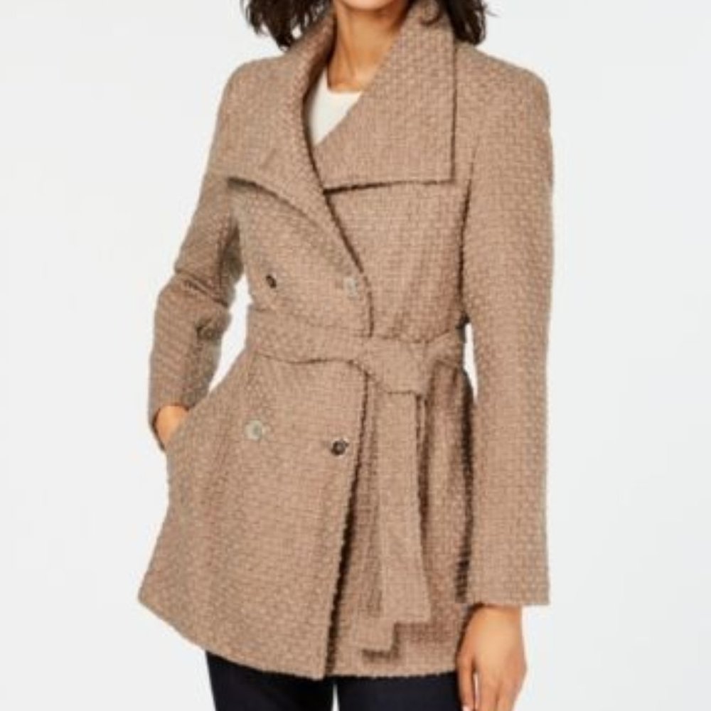 Calvin Klein women's basket-weave textured peacoat